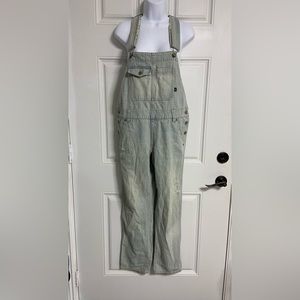 3- WORLD WIDE LOVE Light Wash Distressed Chambray Bib Overall